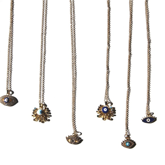 *NEW* 18K Gold Plated Cubic Zirconia Evil Eyes Pendant Necklace 🧿🪬 - Picture 8 of 11